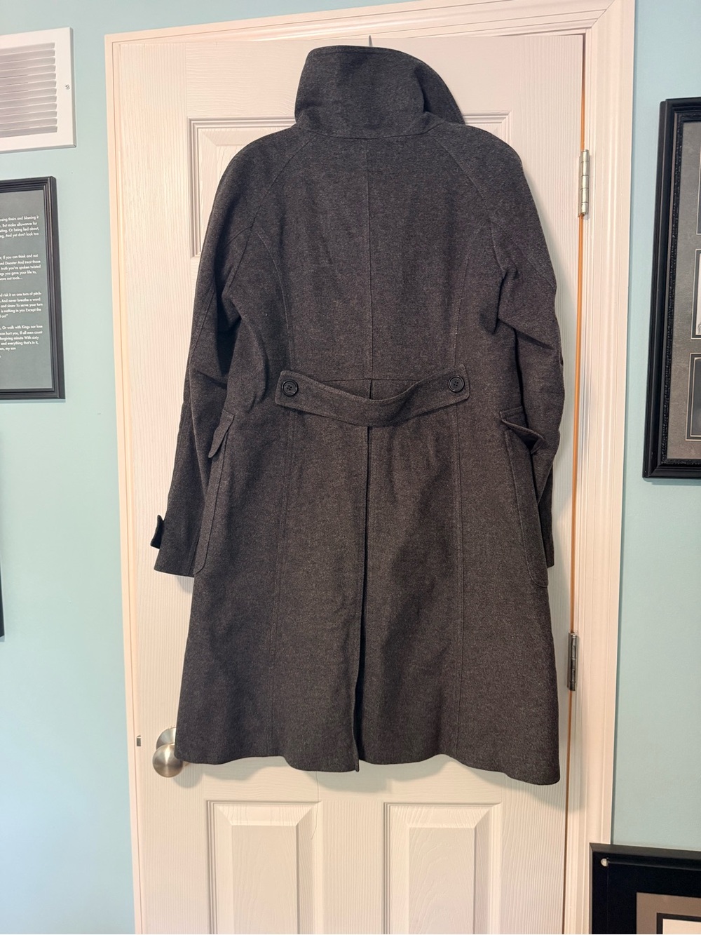 Burberry Womens Dark Gray Wool Blend Long Coat - Classic Collar - Picture 6 of 8